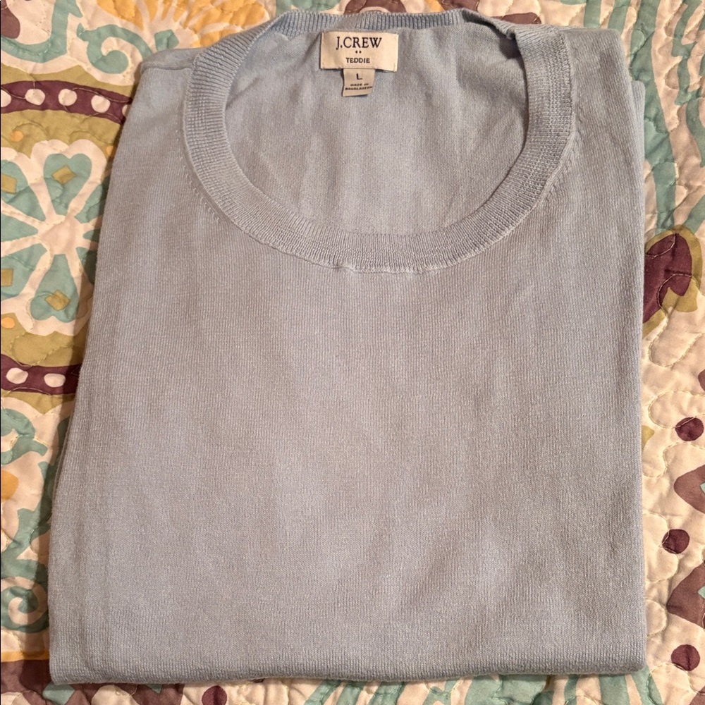 J. Crew Women’s Pale Blue Crewneck Teddie Sweater Size L